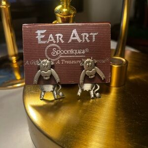 Vintage Spooniques "Ear Art" Cow Earrings